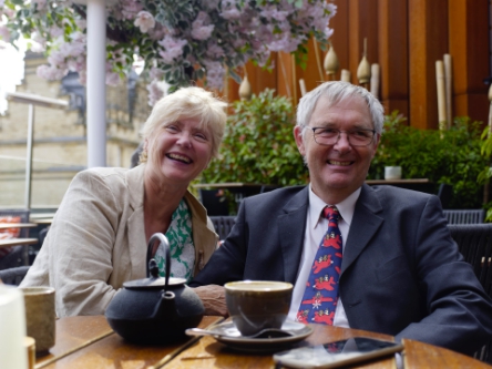 Simon and Karena having afternoon tea.